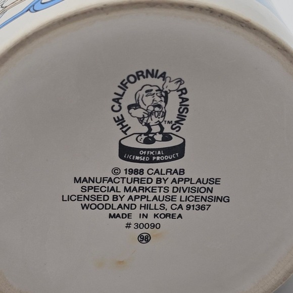 Vtg 1988 "The California Raisins" Coffee Tea Mug Winter Fun 80s Music Band USA - Picture 6 of 9